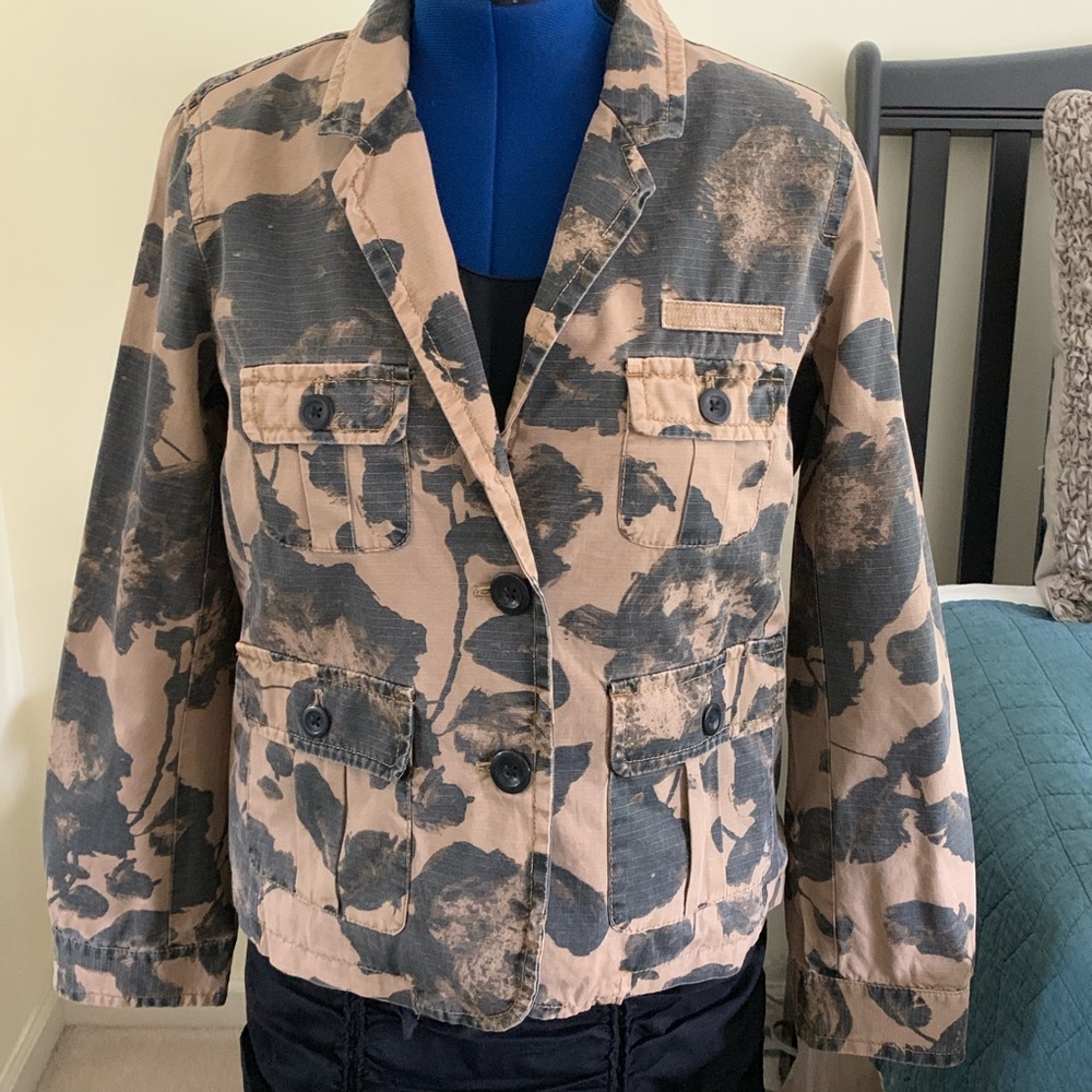 NWT J Crew Tea Dyed Floral Cargo Utility Jacket
